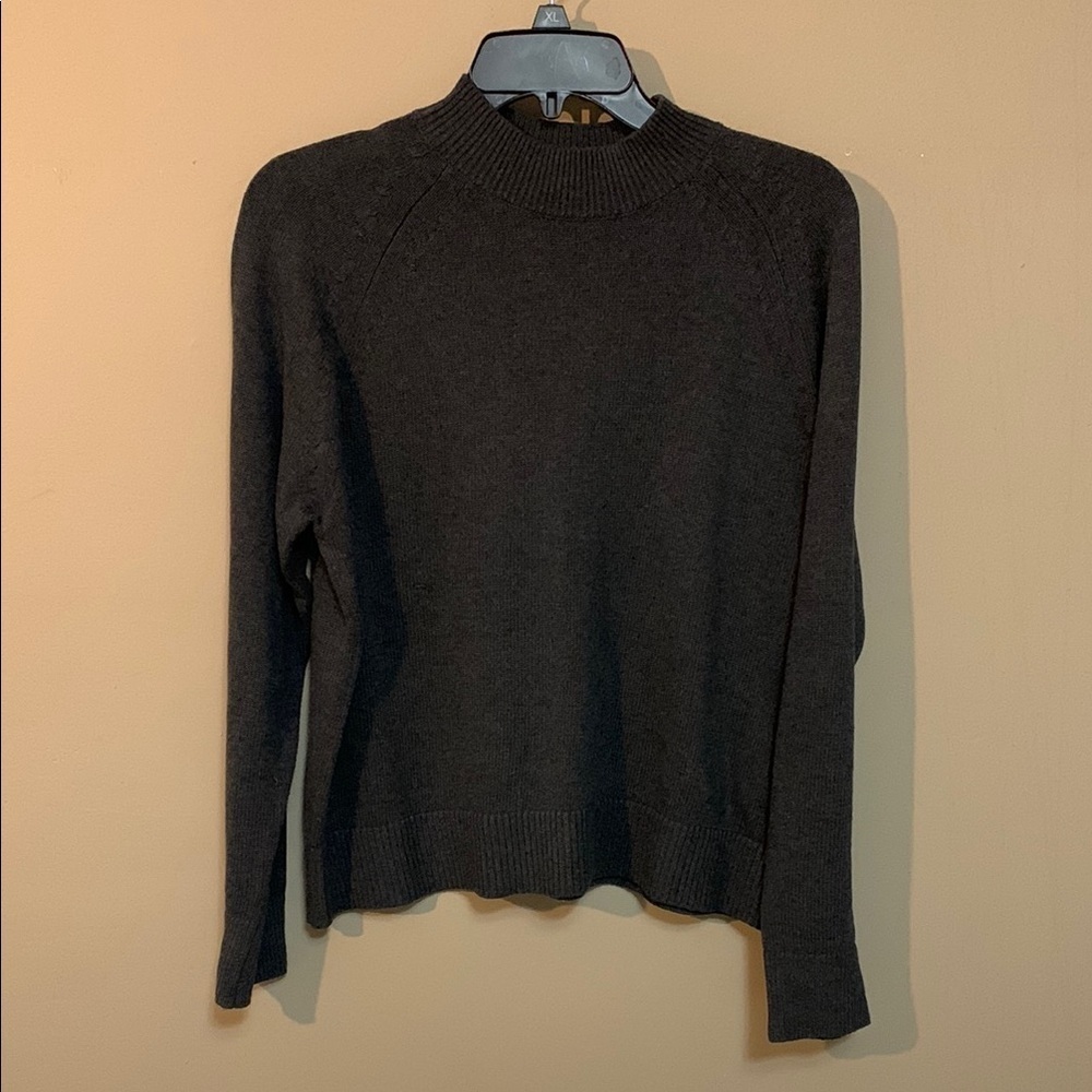 Quince Womenโs Mock Neck 100% Organic Cotton Grey Sweater XS Academia